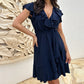 Women's Elegant Waist Tie V-Neck Ruffle Dress