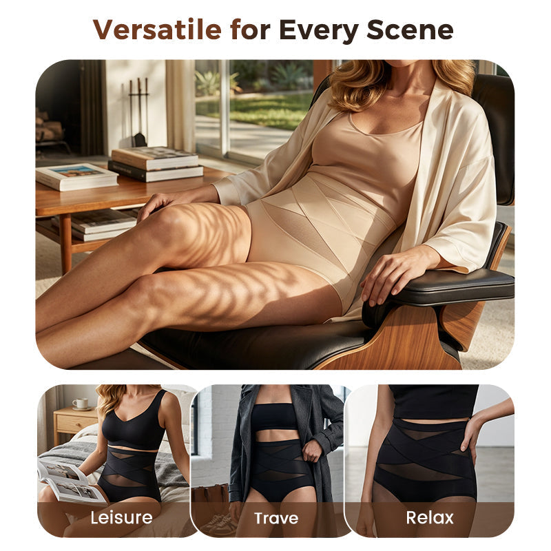🌸Last Day-Buy 1 Get 3 Packs✨Plus-Size High-Waist Cross Tummy Control Panties
