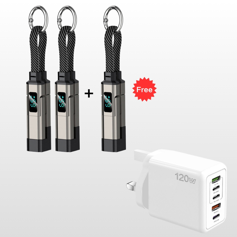 🔥HOT SALE50% OFF🔥4-in-1 Digital Display Keychain Charging Cable