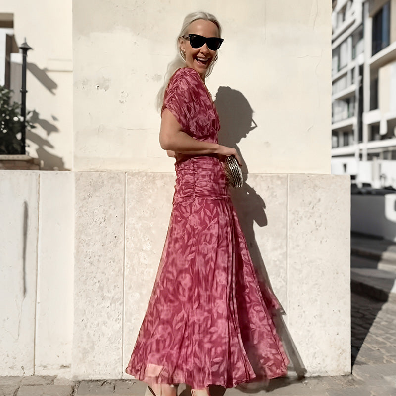 🌸New Arrival 50%OFF💖 Women's Off-the-Shoulder V-Neck Printed Dress