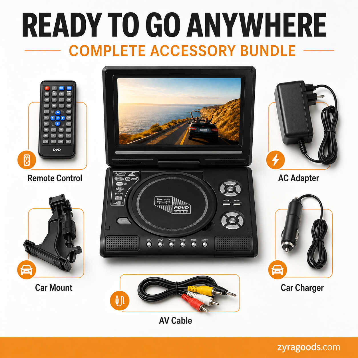 📺 7.8" HD Portable DVD/EVD Player – Large Screen, Rechargeable & Compatible with DVD/CD/USB/SD – Perfect for Home & Travel