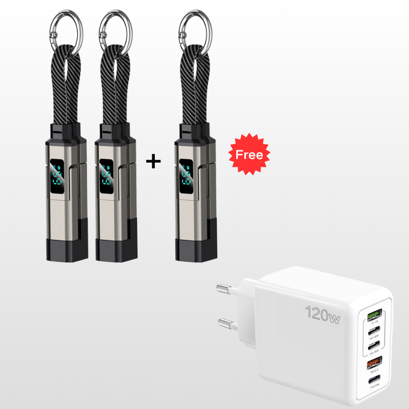 🔥HOT SALE50% OFF🔥4-in-1 Digital Display Keychain Charging Cable