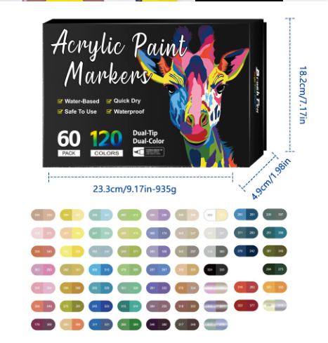 🌈🖌️Dual Tip Acrylic Paint Pen Marker✨🎨