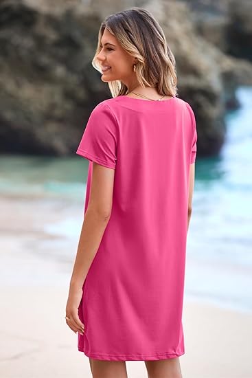 💕Last Day Promotion 64% OFF👗Women's Casual Square Neck Pocket Short Sleeve Dress with Pockets