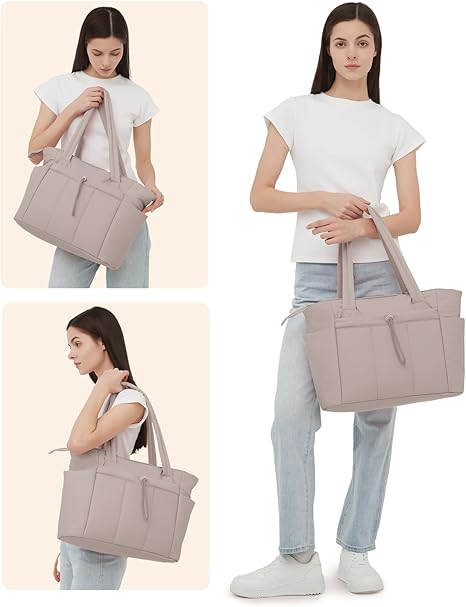 💕Hot Sale 50% OFF🎁Wandering Nature Puffer Tote Bag with Cup Holder & Laptop Compartment & Trolley Sleeve for Travel, Work, Nurse, Women