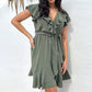 Women's Elegant Waist Tie V-Neck Ruffle Dress