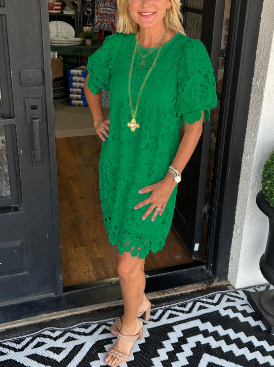 🎁Limited time 49% OFF⏳✨Women's Floral Lace Puff Sleeve Dress