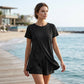 Women's Solid Color Irregular Top & Shorts Two Piece Set