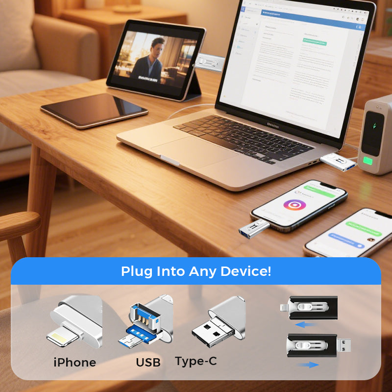 16GB~1TB Micro USB + MFi Certified Lightning + 8 Pin + USB 3.0 ⚡4 in1 Flash Drive for iPhone/iPad/Android/PC⚡