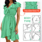 Women's Elegant Waist Tie V-Neck Ruffle Dress
