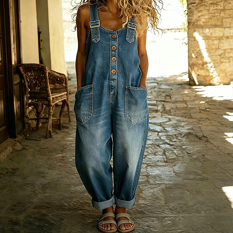 🔥Limited-time offer-Women's Casual Baggy Denim Overalls with Pockets