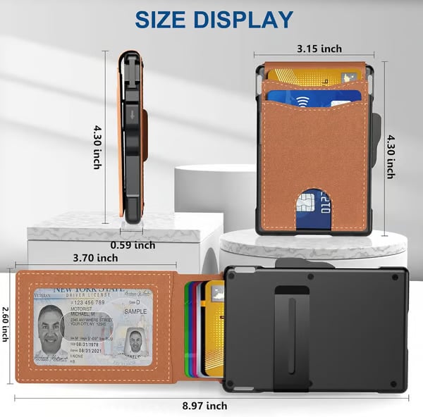 🔥Last Day 49% OFF-💼🔒Men's Simple Bifold Wallet- with Pop Up Aluminum Case Money Clip Slim Leather Slots Credit Card Holder RFID Blocking Bifold Minimalist Wallet(🎁Perfect Gift) 3