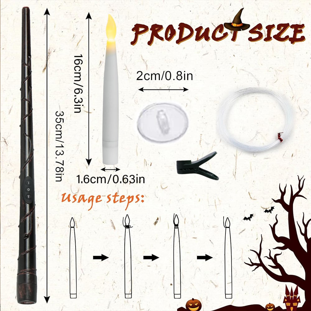 🎃Halloween Decorations-Floating Candles with Wand😮🕯️