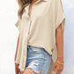 🔥Hot Sale 50% Off💥Women's Casual Button Short Sleeve Slit Hem Shirt Solid Color Tops