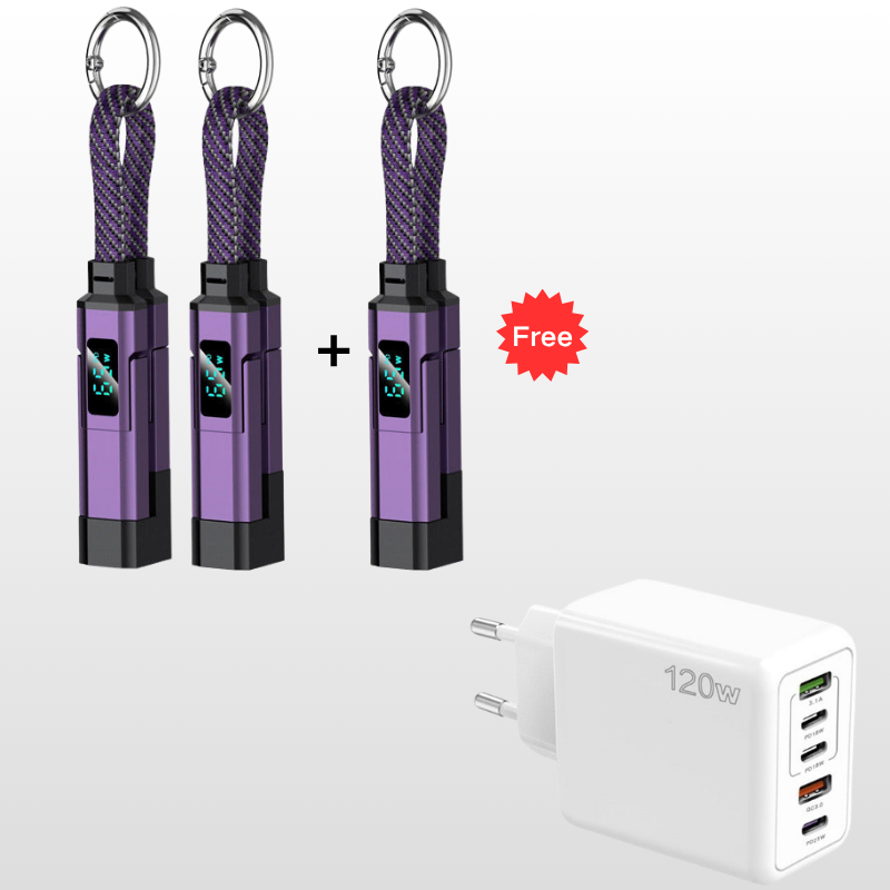 🔥HOT SALE50% OFF🔥4-in-1 Digital Display Keychain Charging Cable