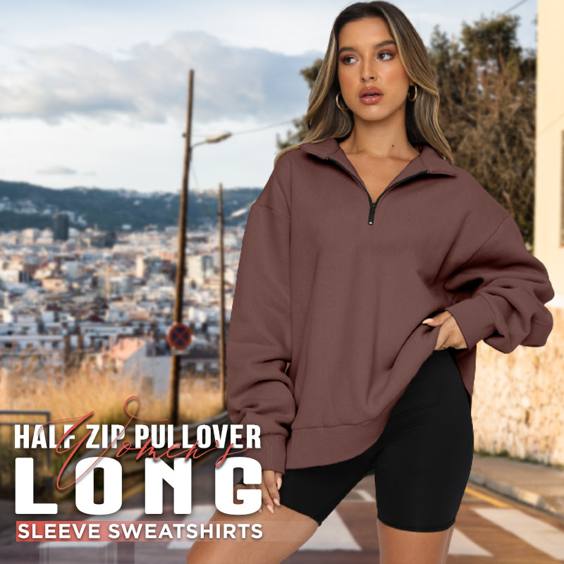 Women's Half Zip Pullover Long Sleeve Sweatshirts