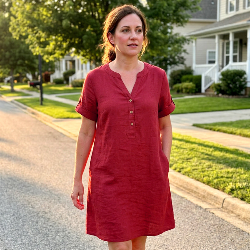 🥳2026 HOT SALE🥳Women's V-Neck Tunic Dress – Relaxed Fit, Pockets & Breathable