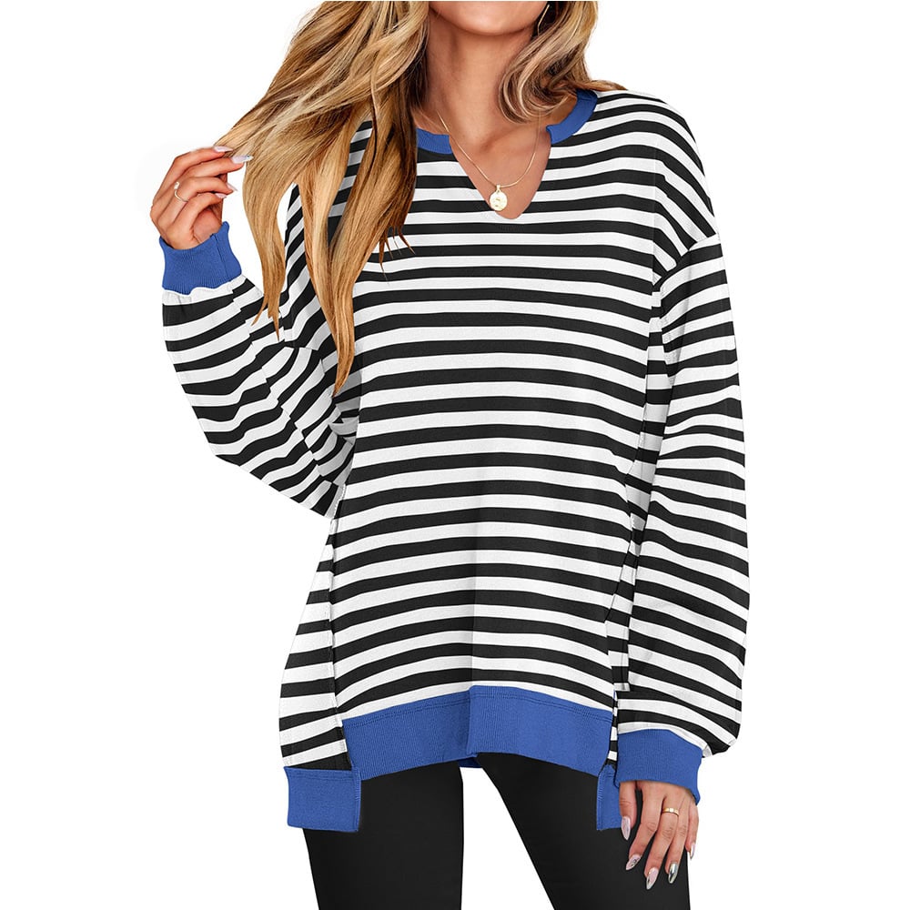 🔥Christmas Sale-Up to 50% Off🔥Womens Oversized Sweatshirt V Neck Long Sleeve Tunic Lightweight Pullover