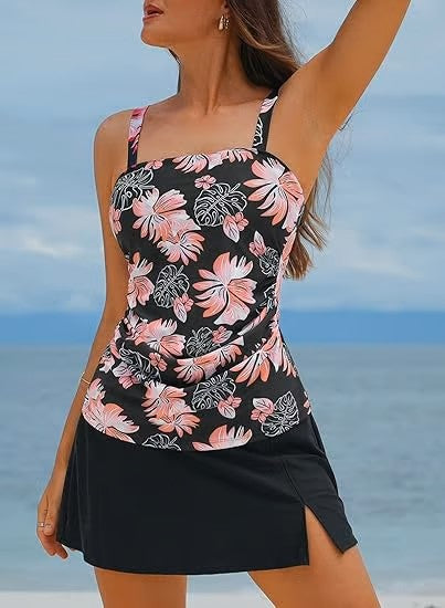 💥Last Day Special Sale 49% OFF🩱Women Vintage Tummy Control Two Piece Tankini Swimsuits