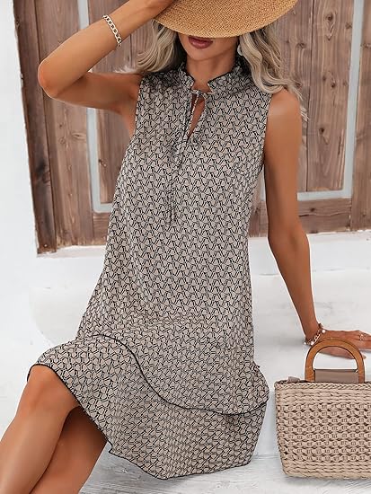 🎉Last Day Promotion 50% OFF💃Women's Geometric Print Bow Dress