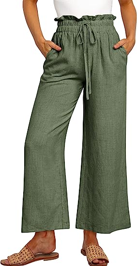 🔥Today 50% Off🔥Women's High Waist Drawstring Wide Leg Linen Pants