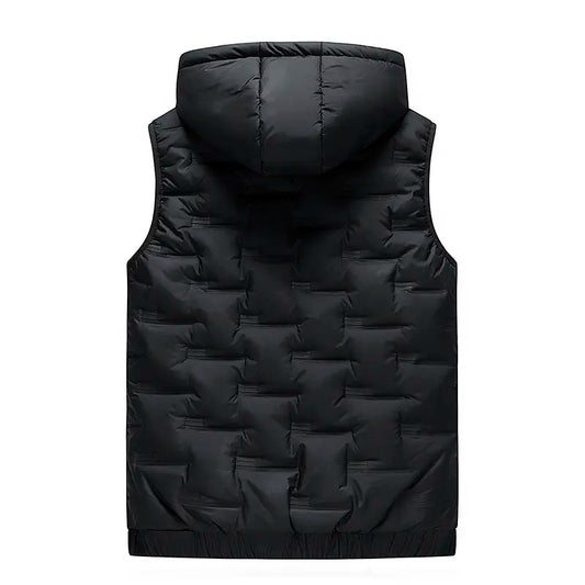 🧥 Men’s Slim-Fit Hooded Waistcoat - Sleeveless Front-Zip Gilet, Cozy