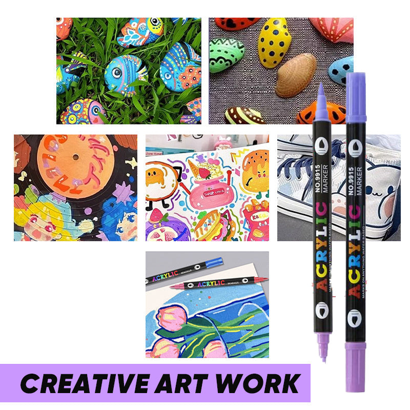 🌈🖌️Dual Tip Acrylic Paint Pen Marker✨🎨