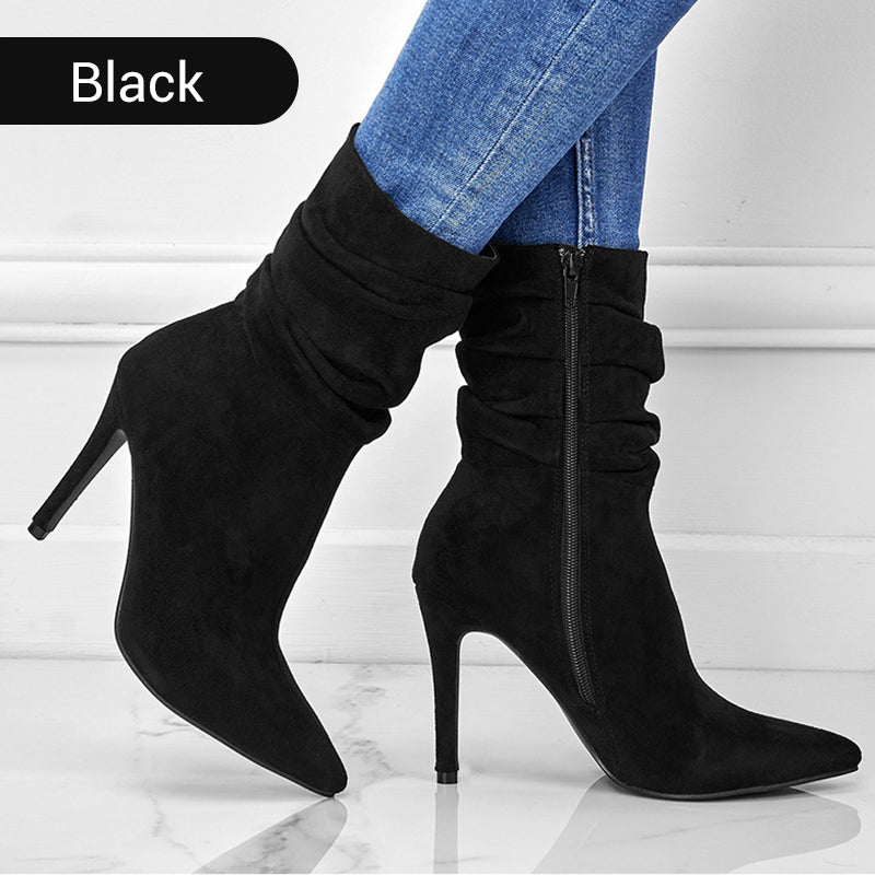 💥Fabric material upgrade-Women's Pointed Toe High Heel Short Boots