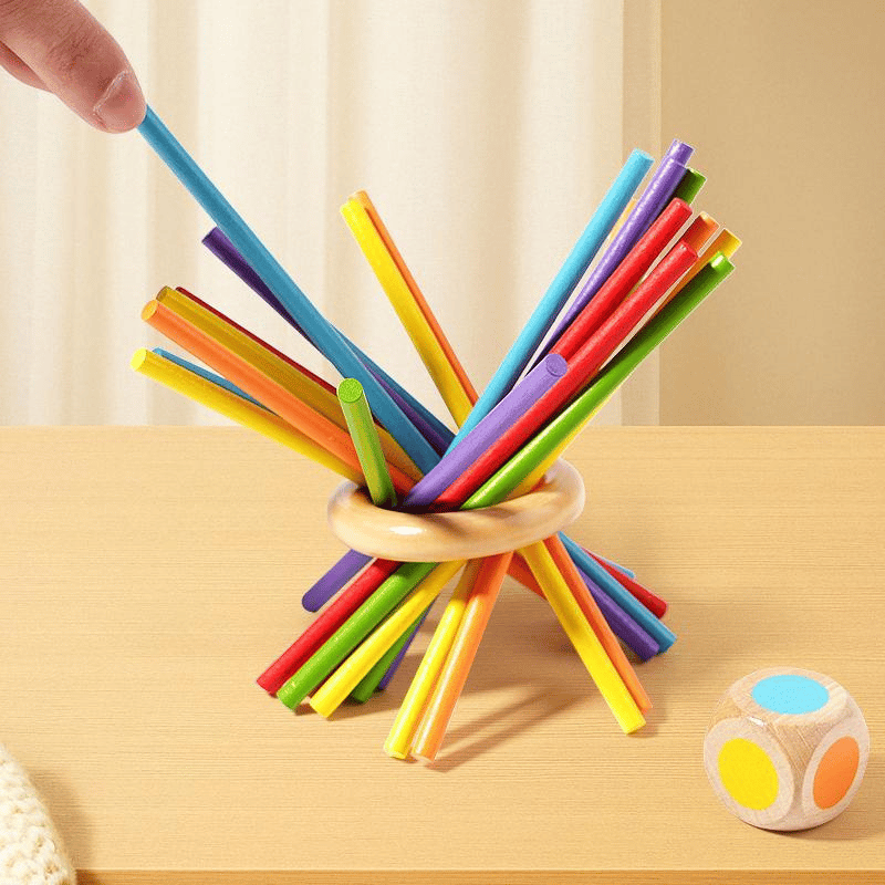 🎁Christmas Special Sale - 50% OFF💝Wooden Stick Game, Colorful Educational Toy for Cognitive Development & Focus Training, Includes Mixed Colors Sticks and Dual-level Puzzle🌟
