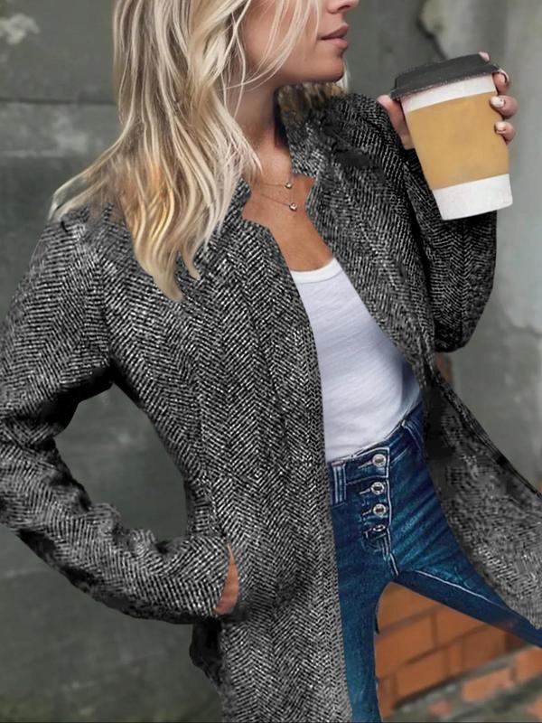 💐Big Sale-50% Off💕Women's Solid Color Pocket Long Sleeve Open Front Coat