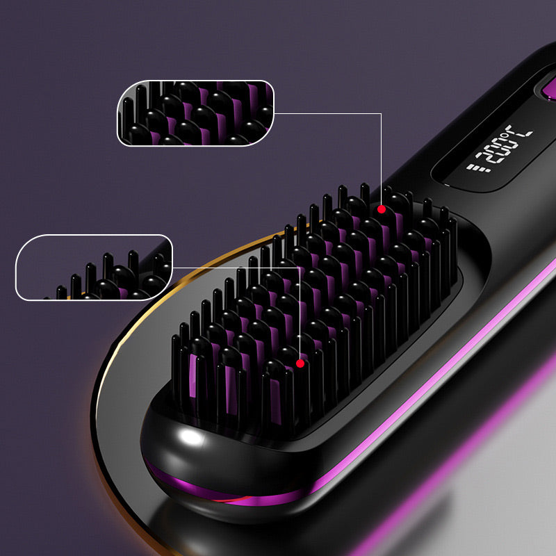 ⏰50K+ SOLD!💁‍♀️Wireless Ceramic Hair Straightening Comb – Fast Heating, Anti-Frizz & Tangle-Free Design ✨
