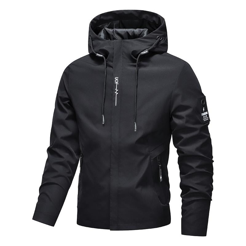 🎁New arrival 50% OFF💥Men's Solid Color Waterproof Windproof Drawstring Zip-up Hoodie Jacket
