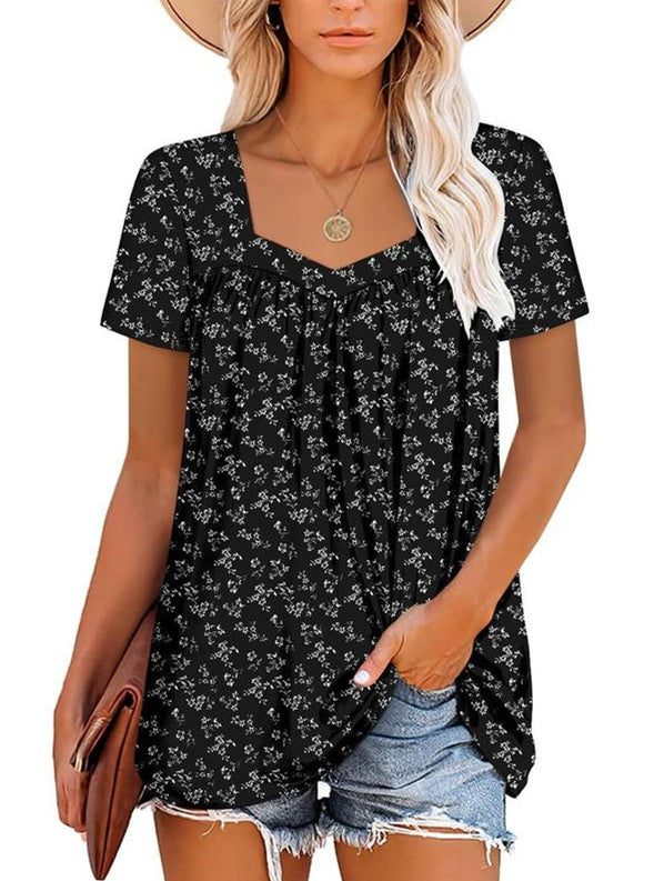 ⏰Hot Sale 50% Off-Women's Summer Pleated Printed Short-Sleeves(🔥Buy 2 get 5% off & Free shipping)