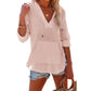 ⏰Limited Time Sale-50% OFF🏖️Women's Oversized Hooded Beach Cover Up - Long Sleeve V-Neck Pocket Shirt