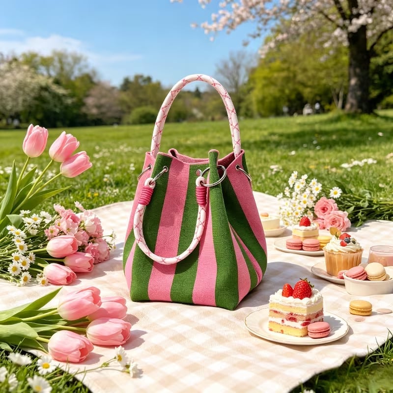 🏆👜 Limited-Time Sale: 50% OFF 🌴 Boho Striped Knit Bucket Handbag for Women – Handmade Summer Beach Shoulder Bag2