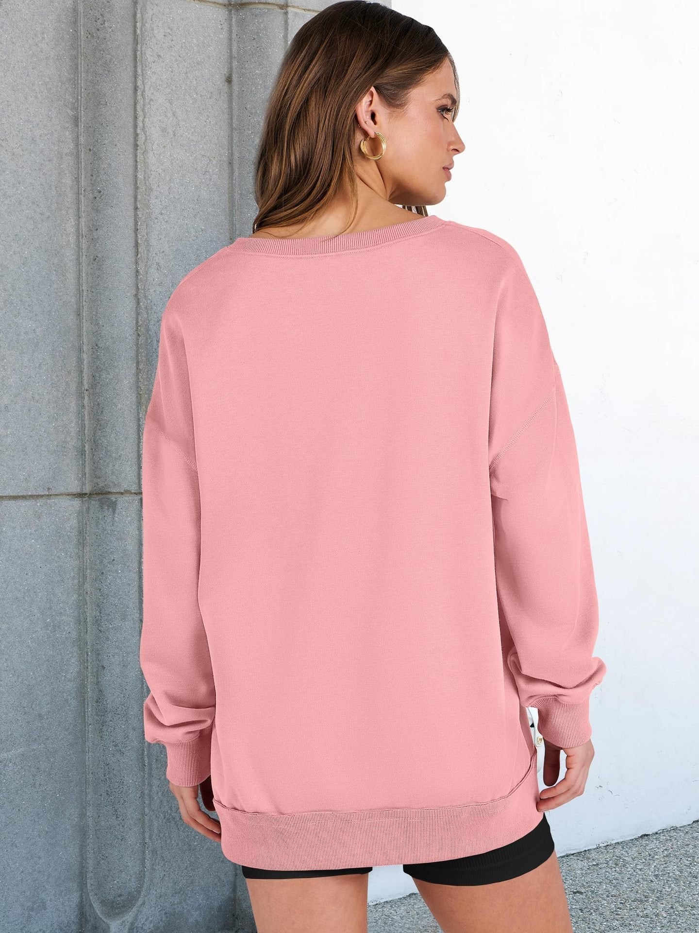 🔥Christmas Sale-Up to 50% Off🔥Womens Oversized Sweatshirt V Neck Long Sleeve Tunic Lightweight Pullover