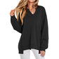 🔥Christmas Sale-Up to 50% Off🔥Womens Oversized Sweatshirt V Neck Long Sleeve Tunic Lightweight Pullover