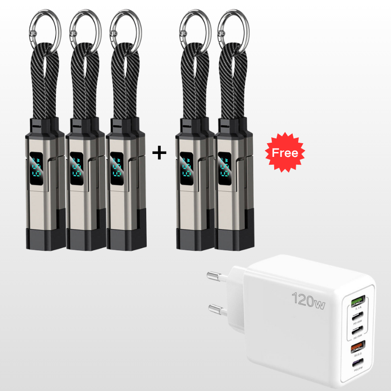 🔥HOT SALE50% OFF🔥4-in-1 Digital Display Keychain Charging Cable