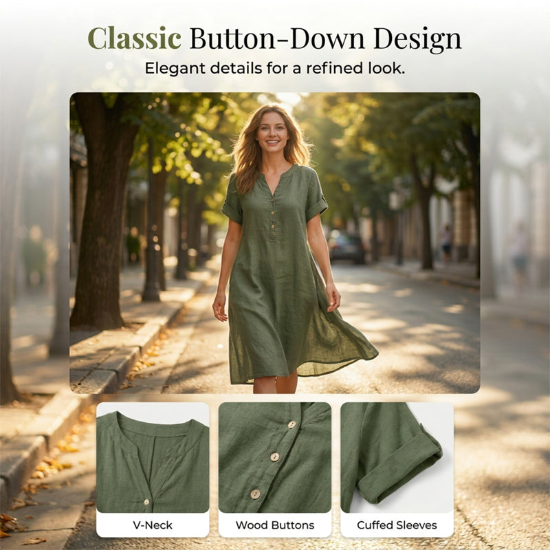🏖️Summer Hot Sale - 50% OFF🏝️👗Women's V-Neck Tunic Dress – Relaxed Fit, Pockets & Breathable