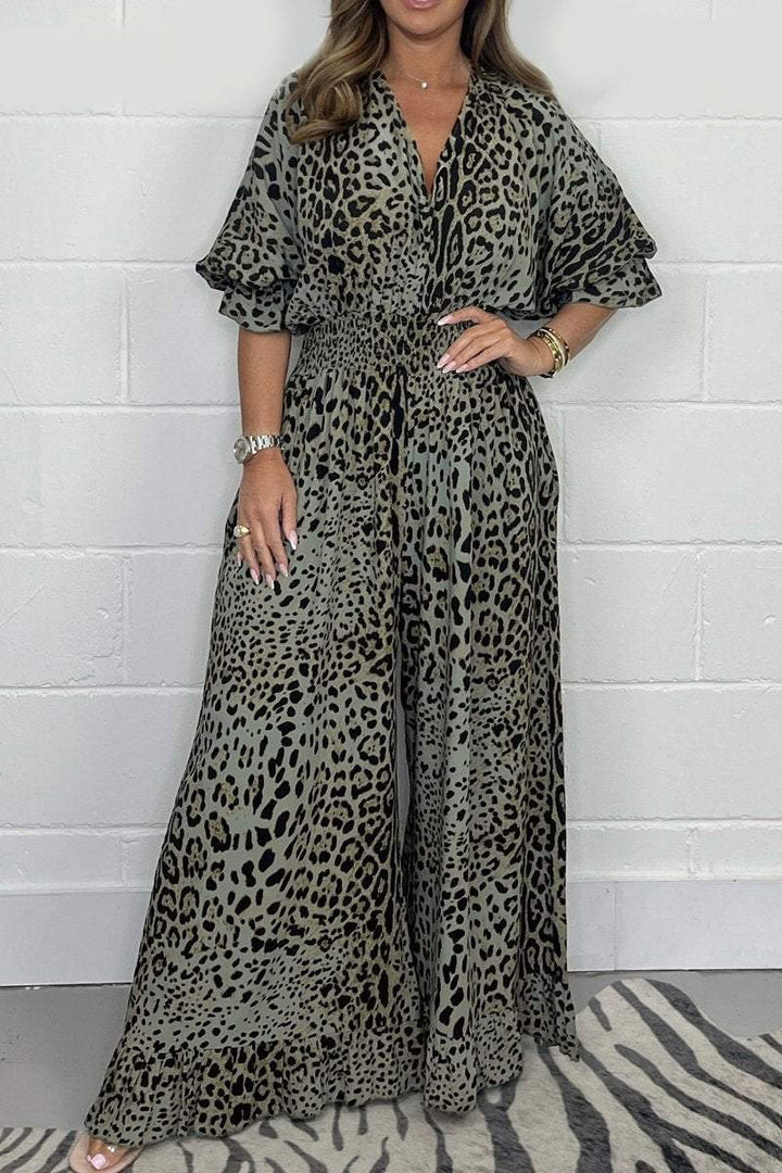 👗2025 new model👗Leopard print casual loose jumpsuit