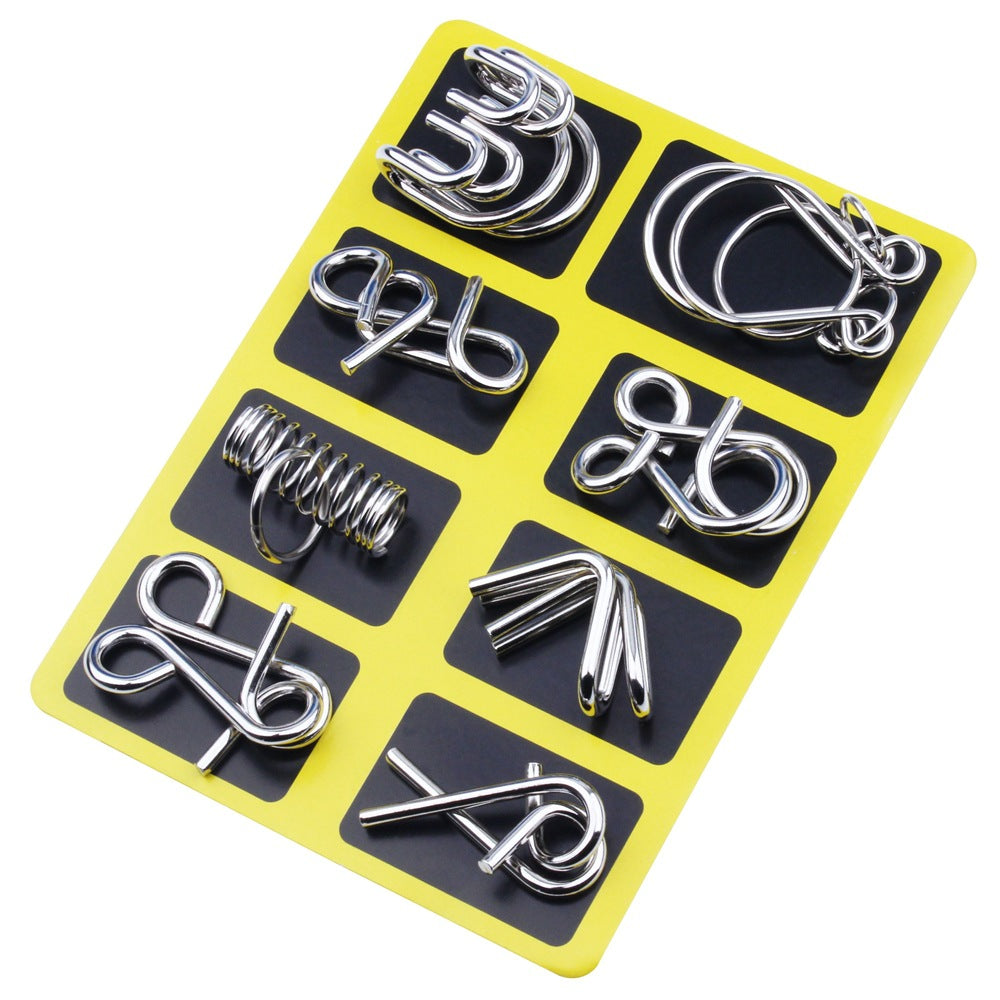 🧠Christmas Limited-Time Offer: 50% OFF!!!🧠🔠Metal Puzzle Ring Eight-Piece Blue Version Brain Teasers