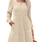 🍂2025 Autumn New Style 50% OFF⏰Women's Square Neck Lantern Sleeve Ribbed Dress