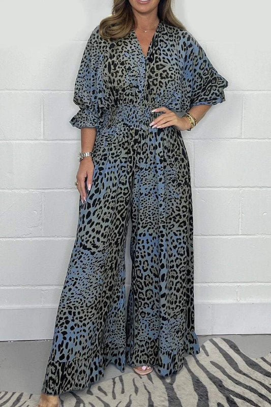 👗2025 new model👗Leopard print casual loose jumpsuit