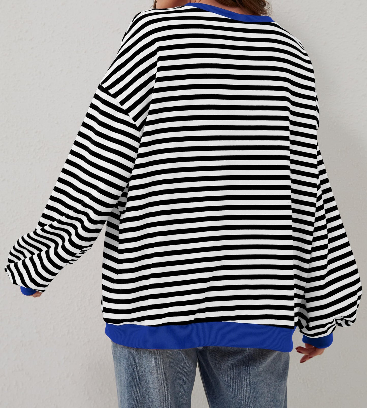 🔥Promotion 49% OFF😲-Women's Oversized Striped Long Sleeve Pullover (Buy 2 Free Shipping)