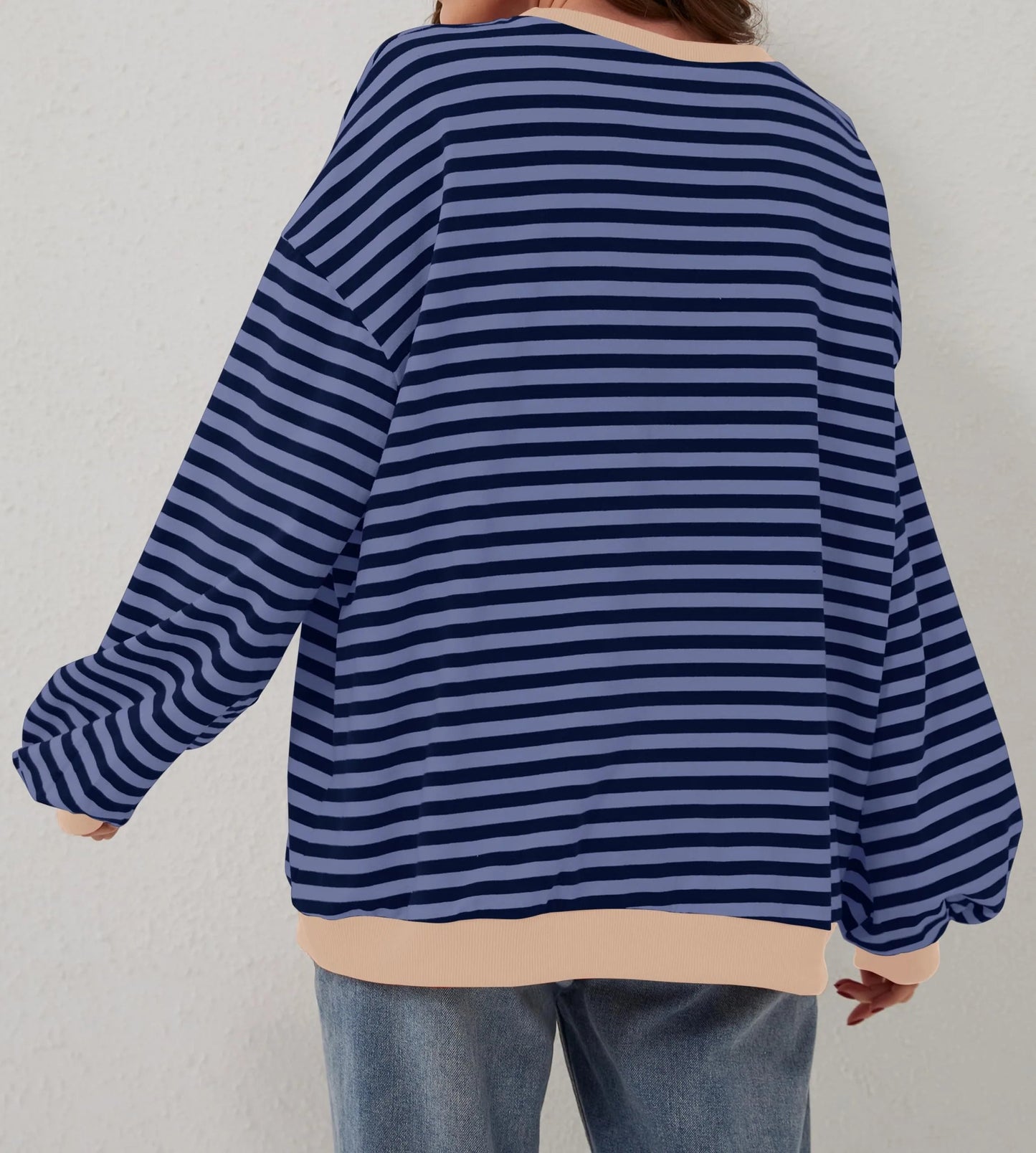 🔥Promotion 49% OFF😲-Women's Oversized Striped Long Sleeve Pullover (Buy 2 Free Shipping)