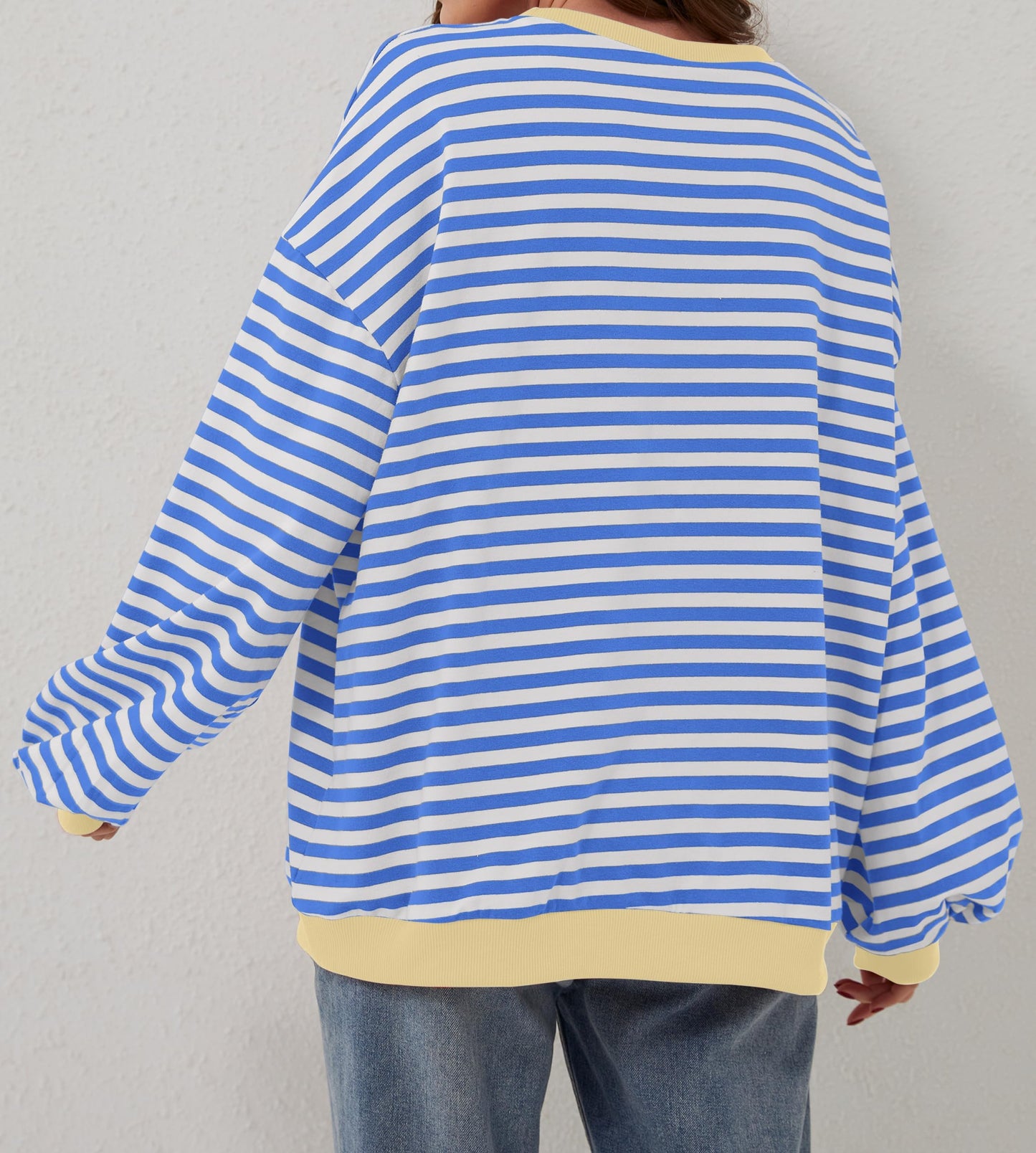 🔥Promotion 49% OFF😲-Women's Oversized Striped Long Sleeve Pullover (Buy 2 Free Shipping)