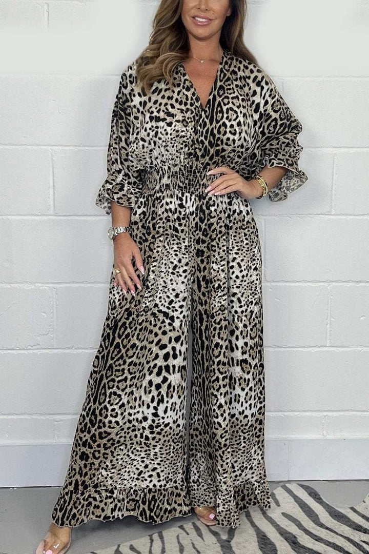 👗2025 new model👗Leopard print casual loose jumpsuit