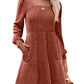🍂2025 Autumn New Style 50% OFF⏰Women's Square Neck Lantern Sleeve Ribbed Dress