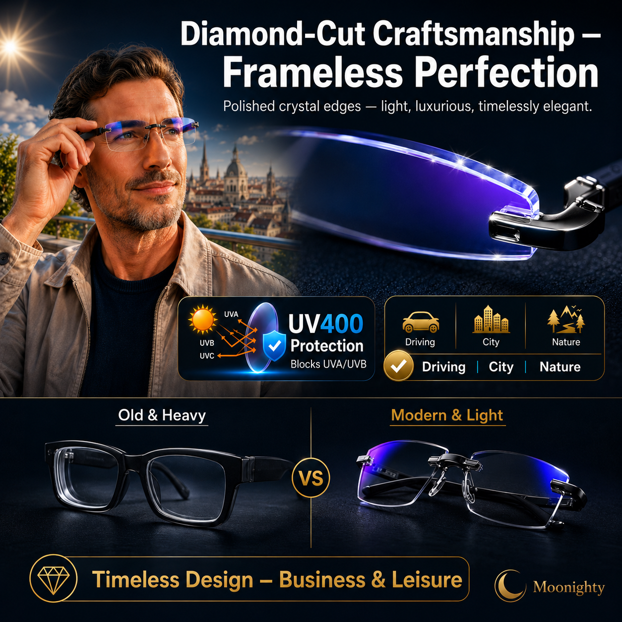 😍Buy 1 Get 1 Free - Just ￡8.99👓 Crystal Clear Reading Glasses – Lightweight Frameless Design with Premium Diamond-Cut Finish ✨