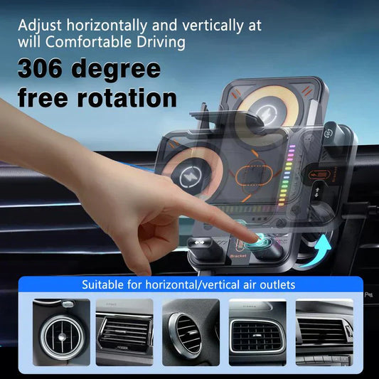 🔥HOT SALE 49% OFF🎁⚡Over 50K sold! 📱Smart 2-in-1 Car Rotating Mobile Phone Holder & Wireless Charger⚡